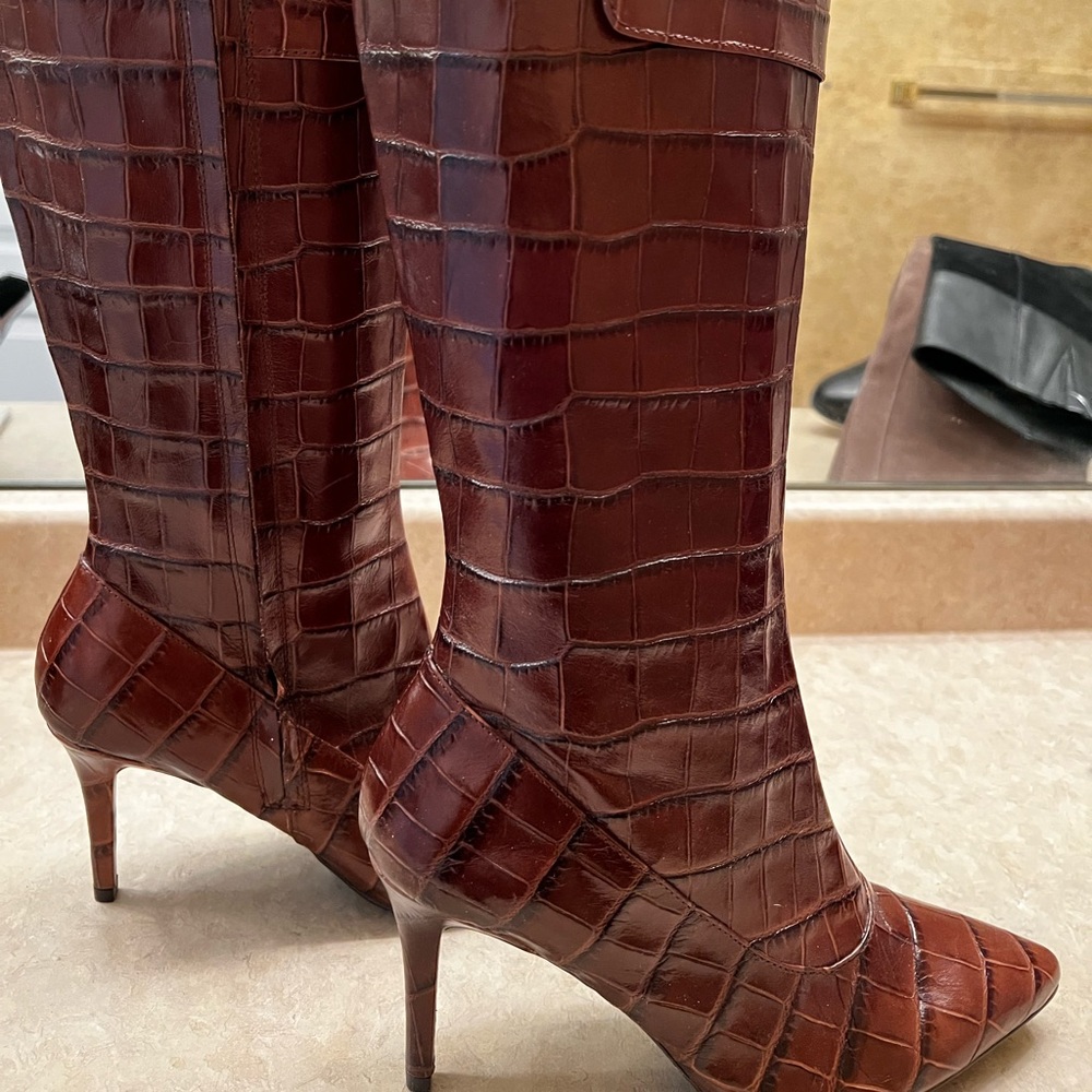 Lauren Ralph Lauren Leather Crocodile Boot
